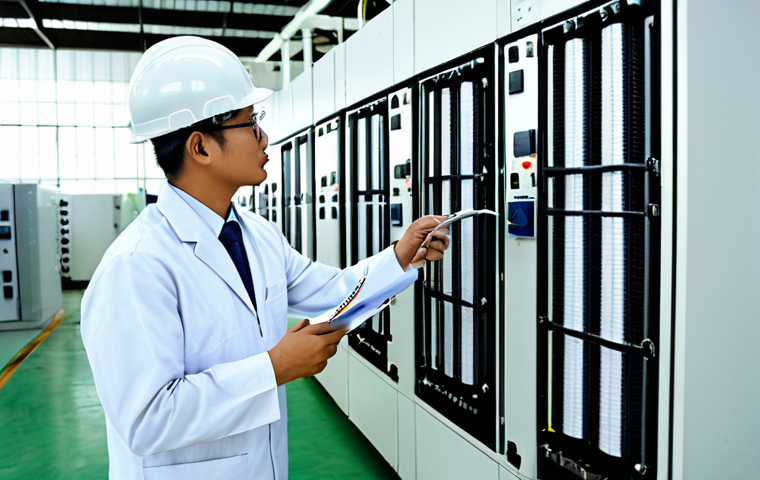 Industrial Harmonic Filtering**

"A clean, modern factory interior in Thailand. Electrical engineers in professional attire are inspecting a harmonic filter installed near electrical panels. Focus on the filter and the engineers' focused expressions. Safe for work, appropriate content, fully clothed, professional environment, perfect anatomy, correct proportions, natural pose, high quality."

**