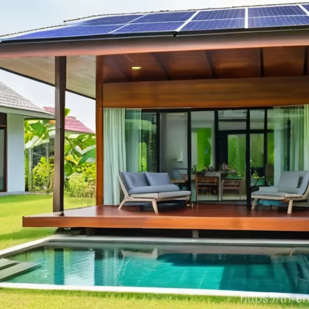 분산형 에너지 시스템의 투자 전망 - **A Serene Thai Home with Solar Energy:**
    A vibrant, sun-drenched image of a modern, single-stor...