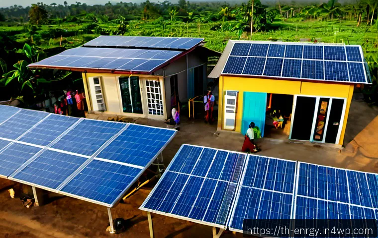 Home 17 분산형 에너지 시스템과 커뮤니티 에너지 프로젝트 - Photorealistic community energy project in a rural Thai village, diverse local residents including o...